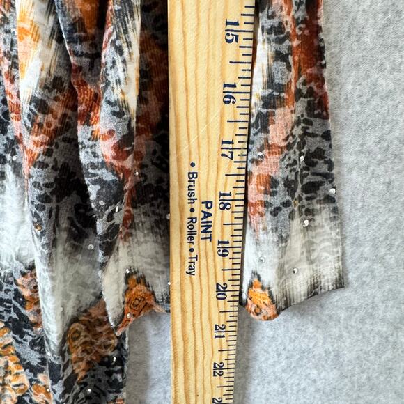 New Directions Curvy Studded Burn Out Top Women’s Plus Size 2X Black Brown y2k - Picture 7 of 9